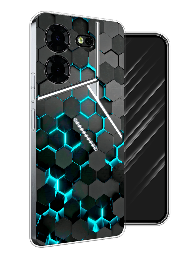 

Чехол Awog на Tecno Pova 5 Pro 5G "Соты бирюзовые", Черный;бирюзовый;синий, 304550-1