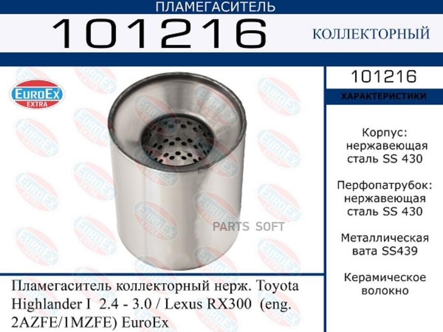 

Пламегаситель коллекторный нерж. Toyota Highlander I 2.4 - 3.0 / Lexus RX300 (eng. 2AZFE/1