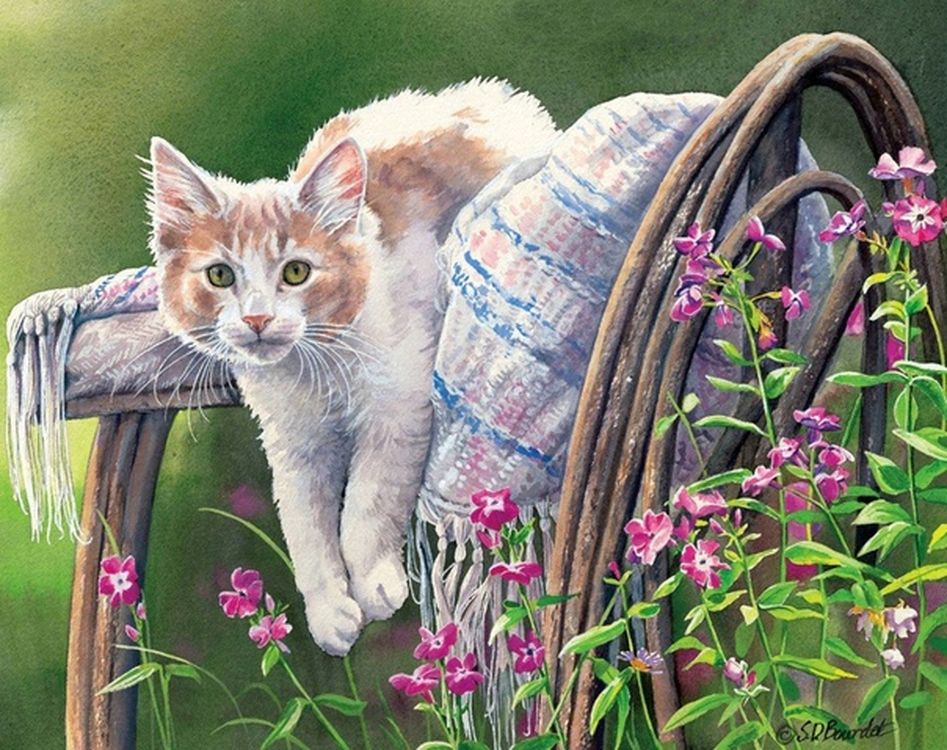 

Картина по номерам Paintboy (Premium) Котик в саду