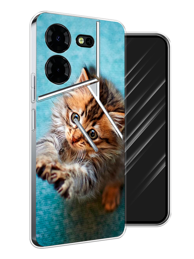 

Чехол Awog на Tecno Pova 5 Pro 5G "Котенок просит есть", Бирюзовый;коричневый;белый, 304550-1