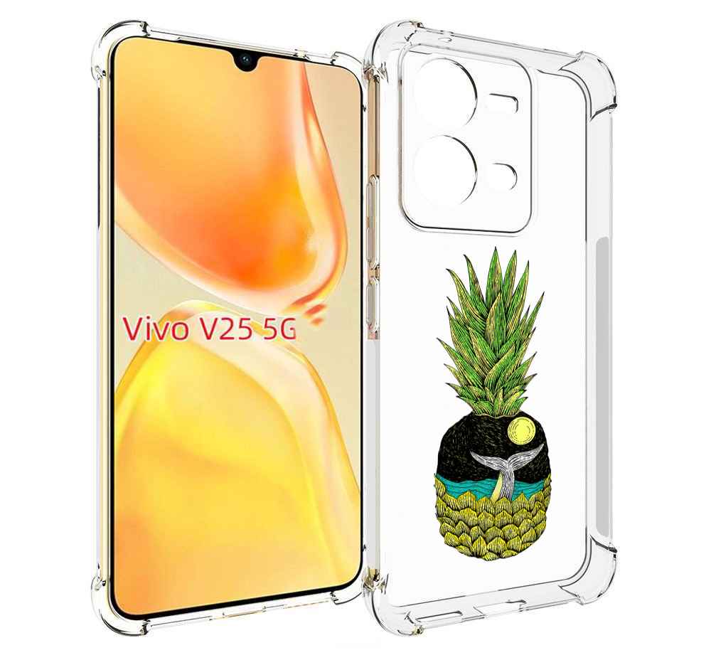 

Чехол MyPads ананас с китом для Vivo V25 5G / V25e, Прозрачный, Tocco