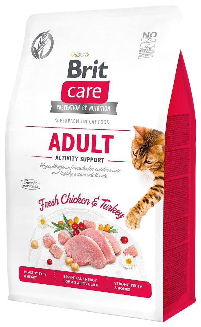 фото Сухой корм для кошек brit супер-премиум , индейка, курица, 1шт, 0.4кг