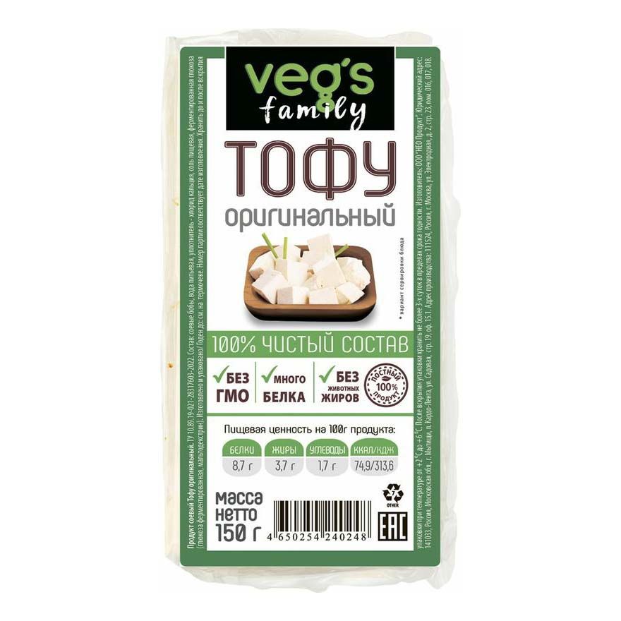 

Растительный аналог сыра мягкий Veg's Family Тофу оригинальный соевый 150 г