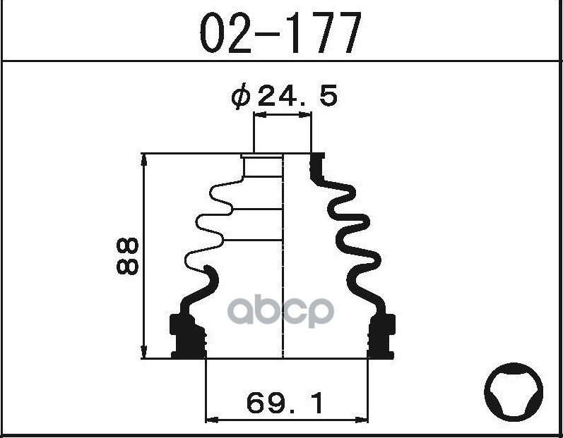 

Пыльник Внутр Шруса (D=23.5 D=69.1 H=88) Nissan 1-56 (Maruichi) арт. 02-177
