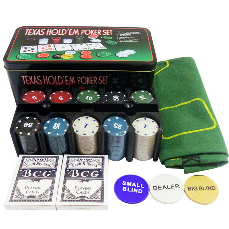 фото Набор для покера texas holdem в жестяной коробке, 200 фишек с номиналом hittoy