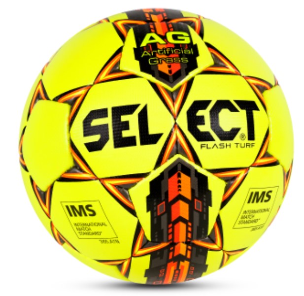 фото Мяч футбольный select flash turf, 810708-056 жел/чер/оранж/крас, размер 5, р/ш, 32 п