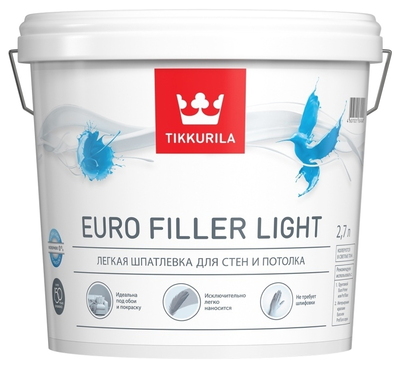 фото Шпатлевка tikkurila euro filler light легкая 9л