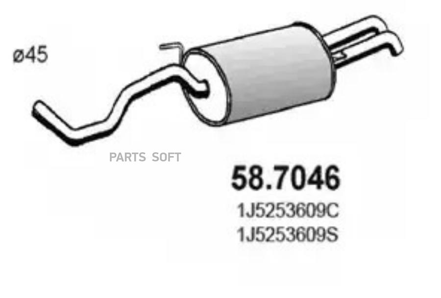 

Задн.Часть Глушителя Seat Toledo Ii/Skoda Octavia/Vw Bora/Golf Iv 1.4/1.6/1.9sdi 99-> ASSO