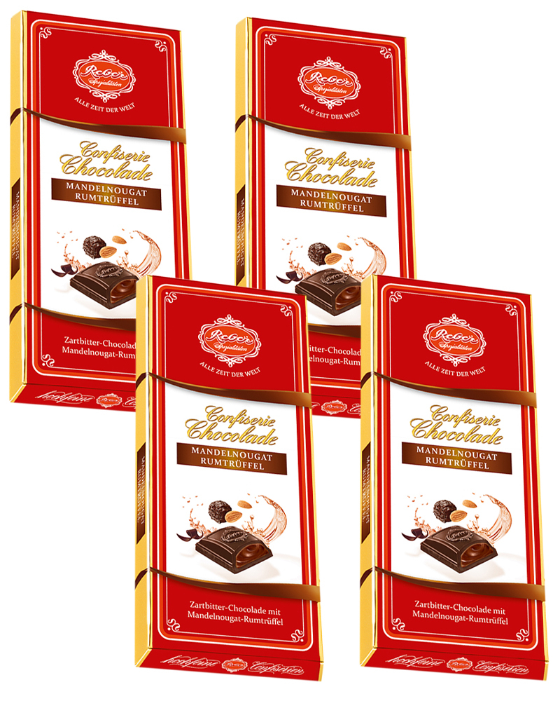 Шоколадная плитка Reber Горький Шоколад с Трюфельной Начинкой из Миндаля и Рома 100 гр. x