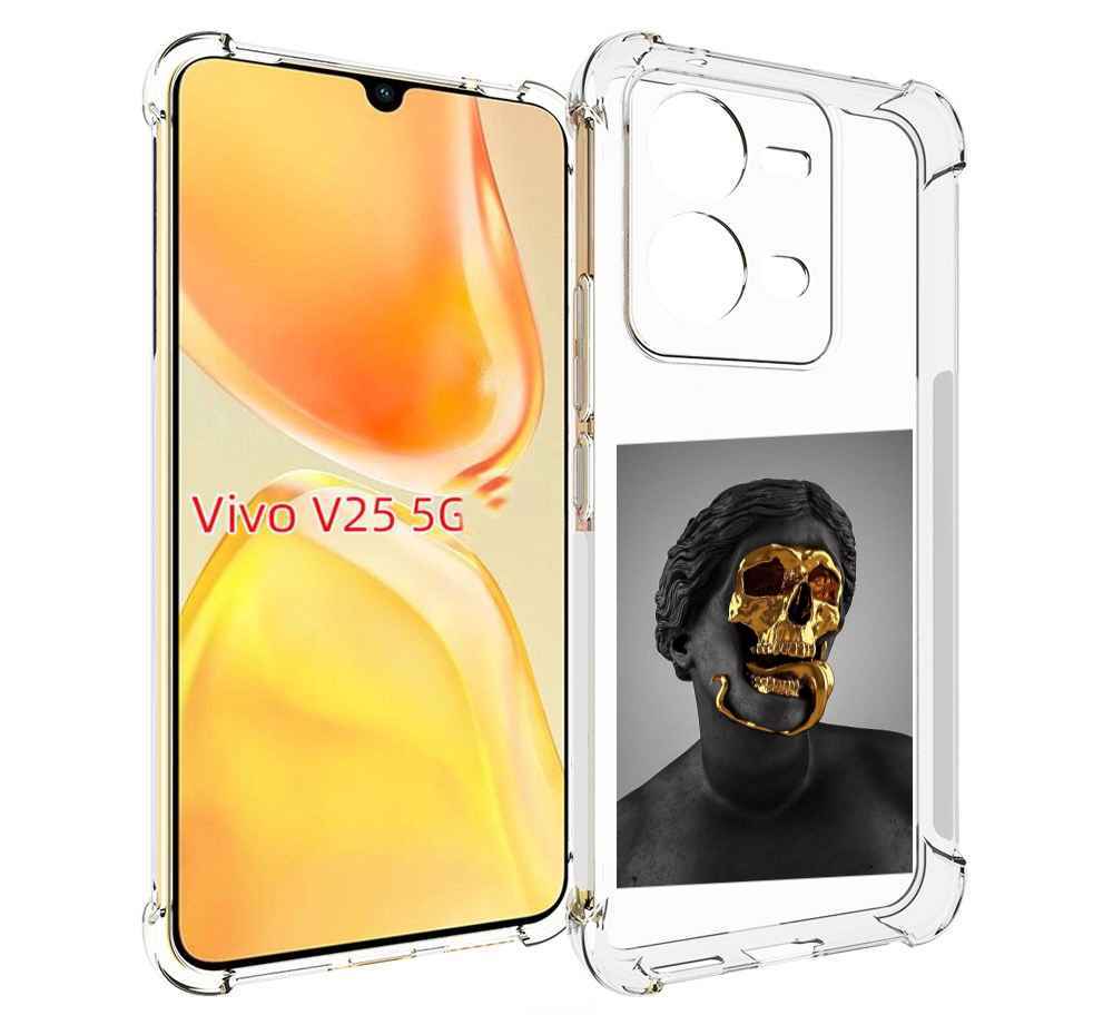 

Чехол MyPads золотой череп в статуе для Vivo V25 5G / V25e, Прозрачный, Tocco