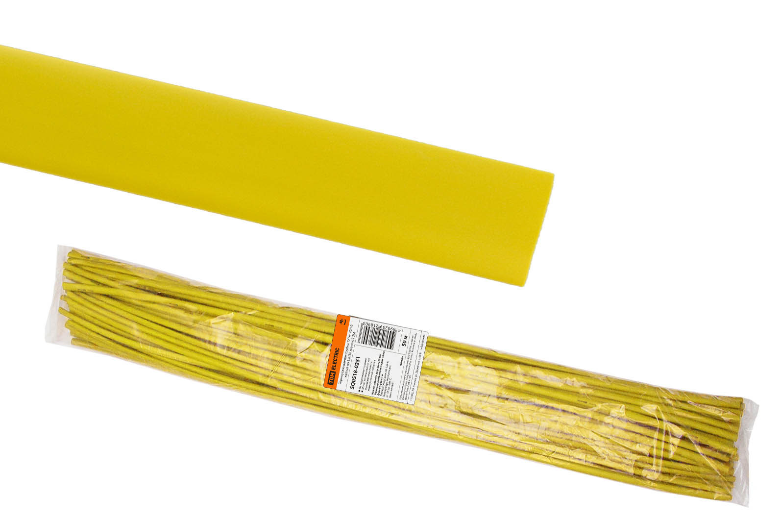 фото Термоусаживаемая трубка tdm electric тутнг 20/10 желтая по 1м (50 м/упак) sq0518-0251