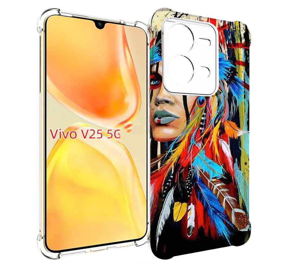

Чехол MyPads индеец расписной для Vivo V25 5G / V25e, Прозрачный, Tocco