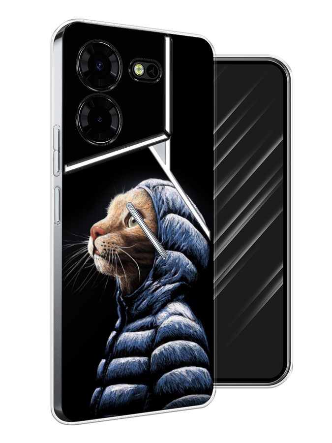

Чехол Awog на Tecno Pova 5 Pro 5G "Кот в капюшоне", Черный;бежевый;синий, 304550-1