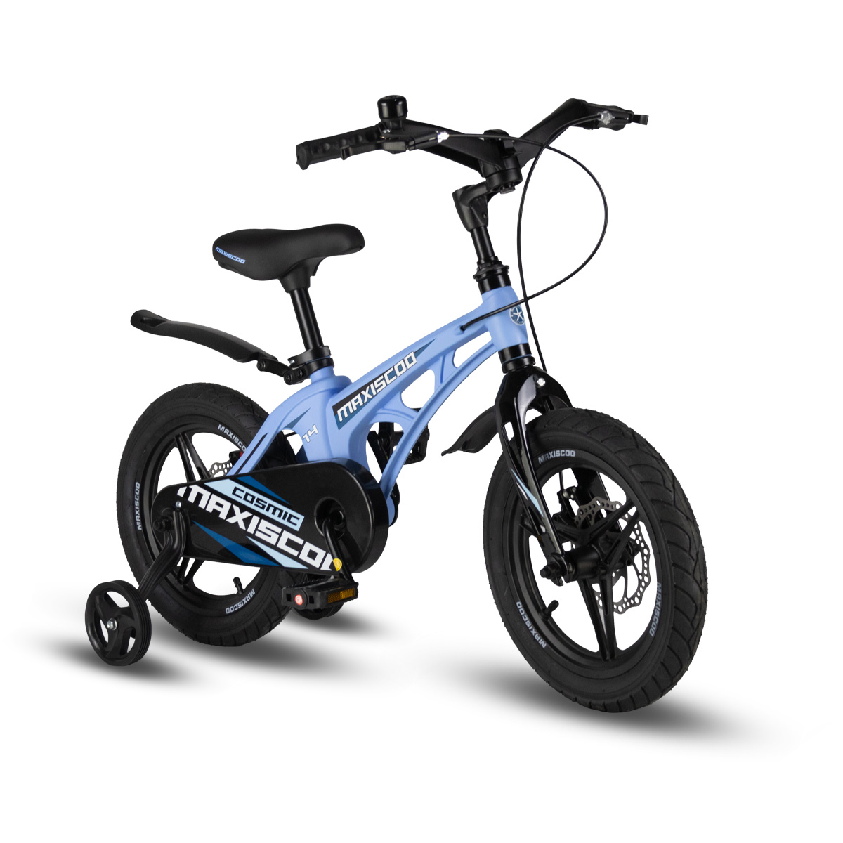 Детский велосипед MAXISCOO Cosmic 14 Делюкс Плюс 2024 небесно-голубой матовый детский велосипед maxiscoo cosmic deluxe 14 серый с дисковыми тормозами и доп колёсами