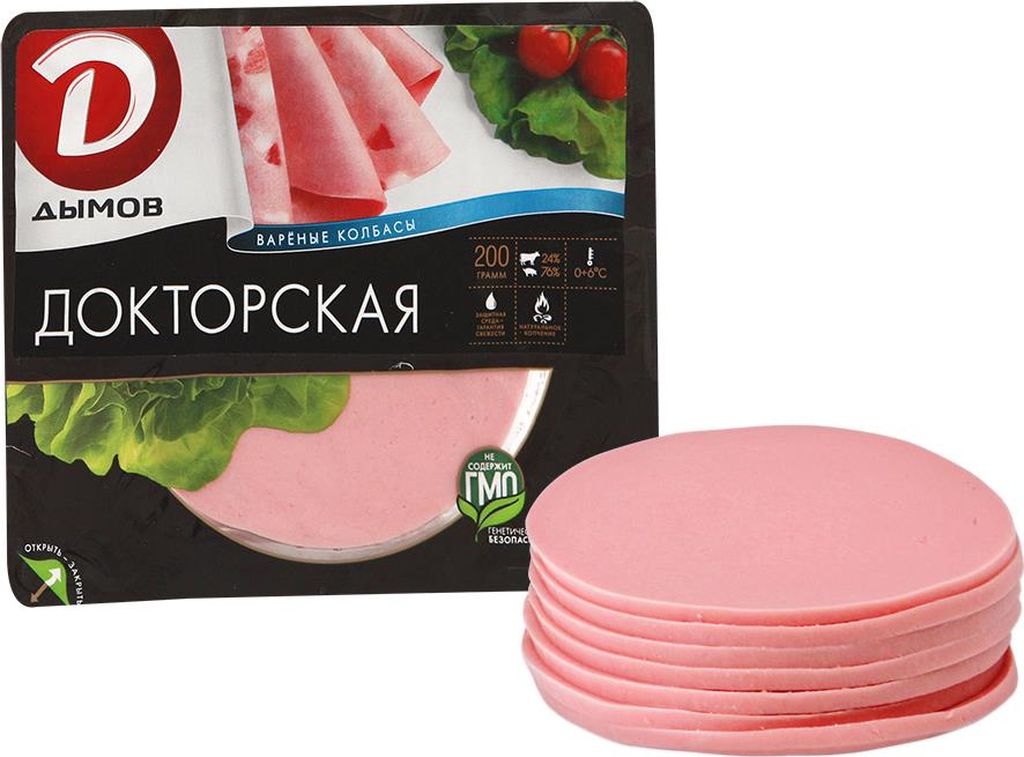 

Колбаса Дымов Докторская вареная нарезка 200 г