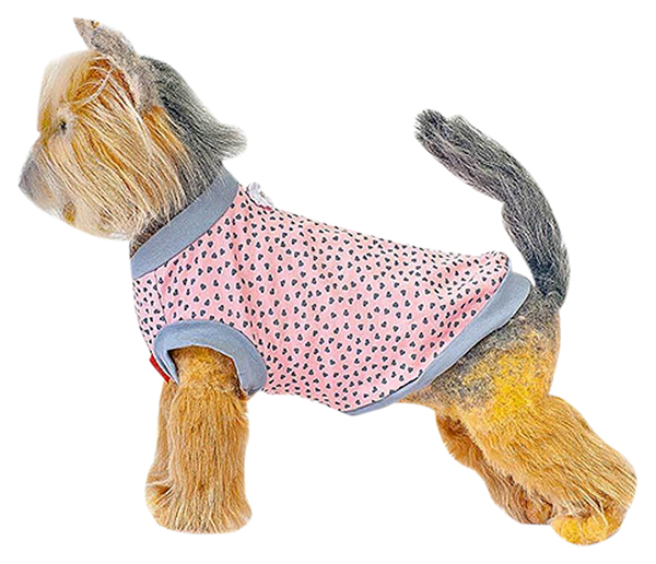 

Майка для собак Happy Puppy Сердечки, унисекс, розовый, серый, , длина спины 32 см