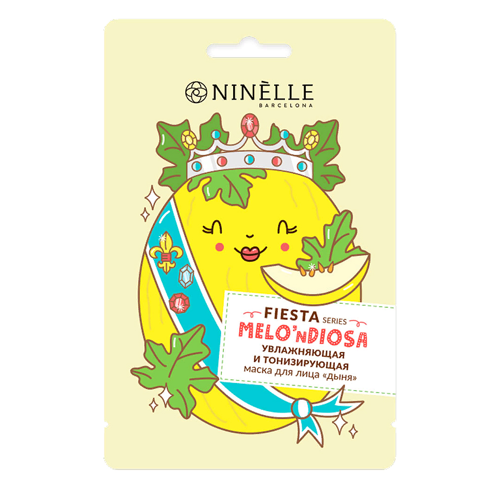 Маска Ninelle Fiesta для лица тканевая увлажняющая и тонизирующая дыня 20 г