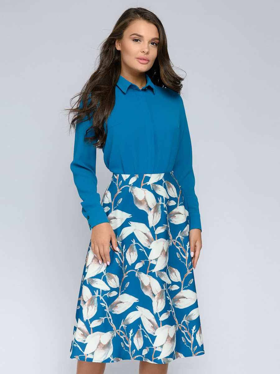 

Блуза женская 1001dress DM01674 синяя 40, DM01674