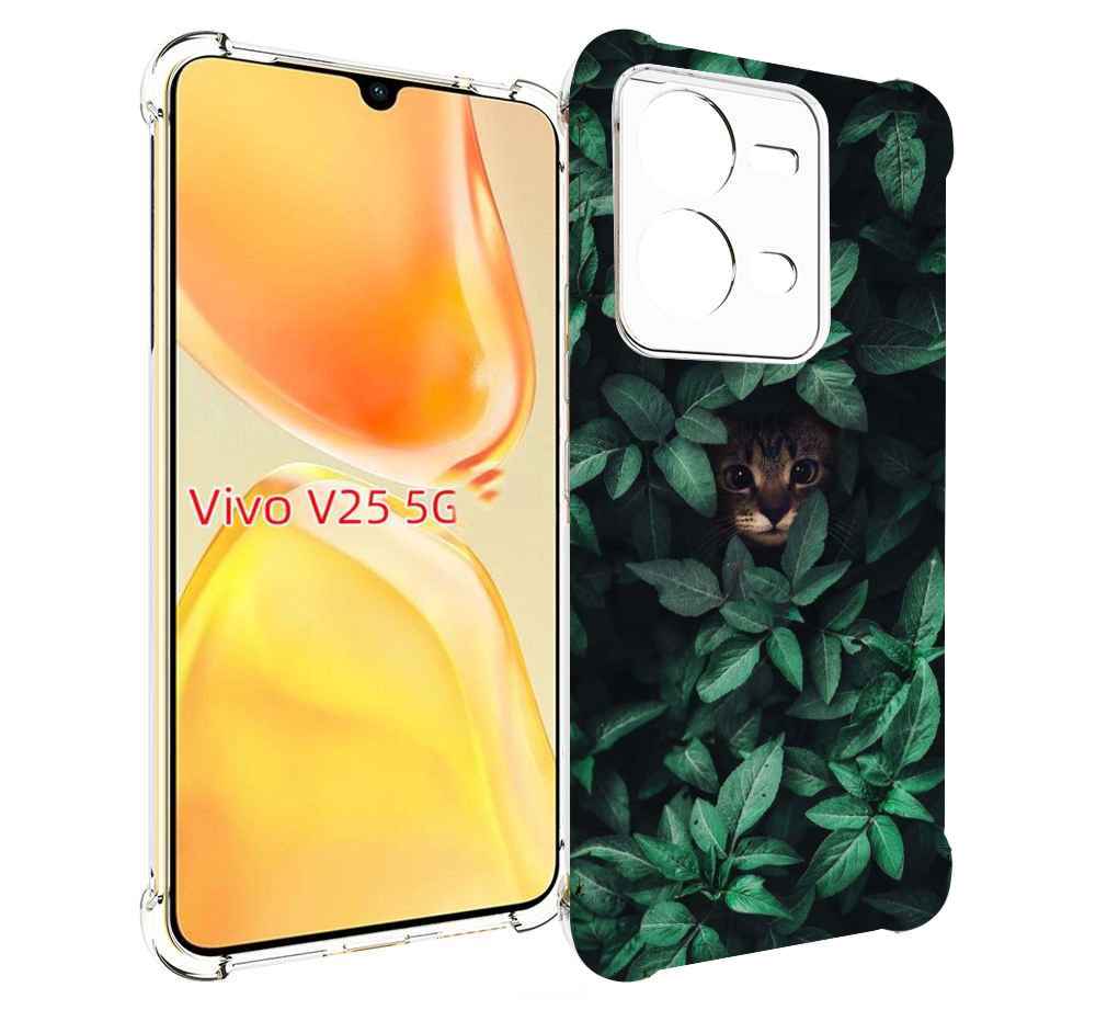 

Чехол MyPads котенок в листьях для Vivo V25 5G / V25e, Прозрачный, Tocco