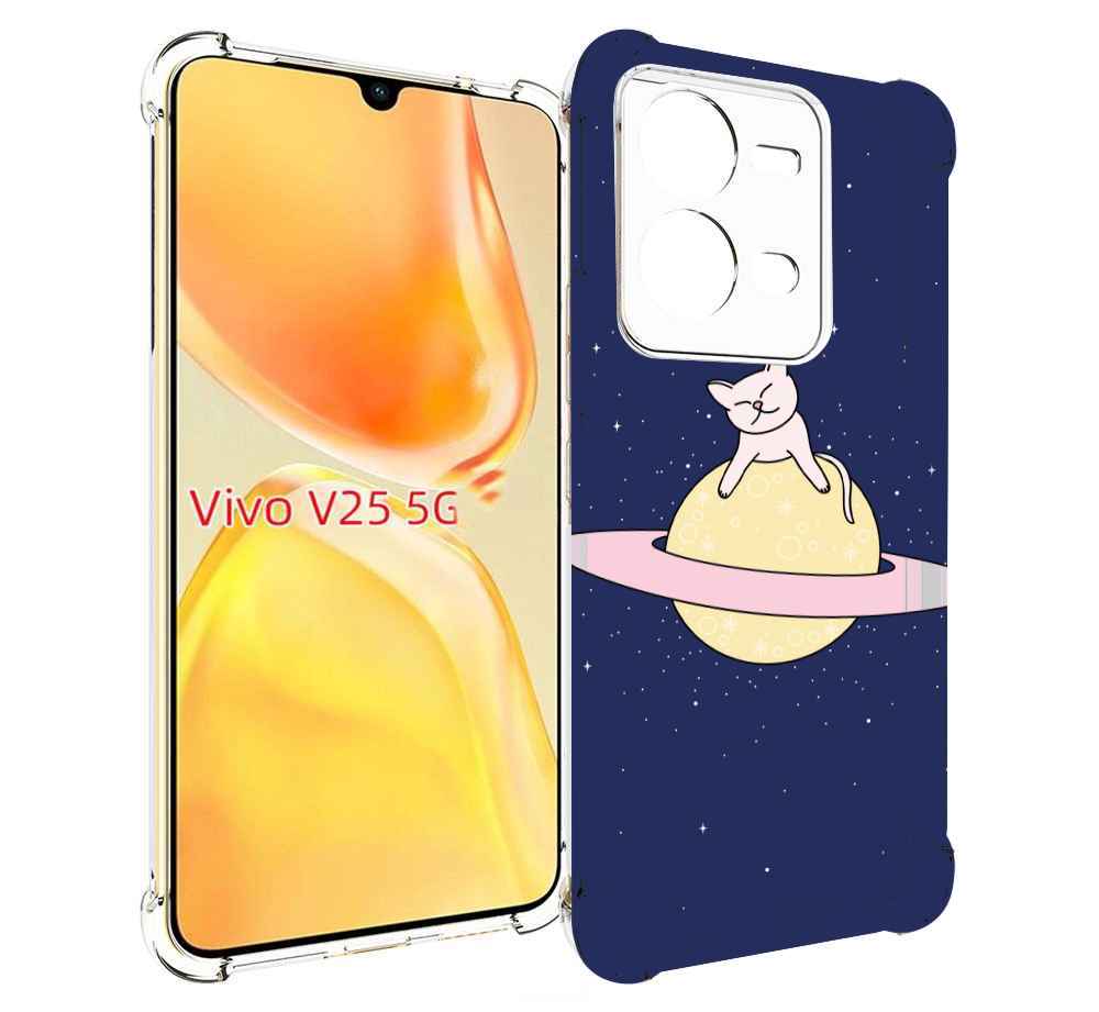 

Чехол MyPads котик на планете для Vivo V25 5G / V25e, Прозрачный, Tocco