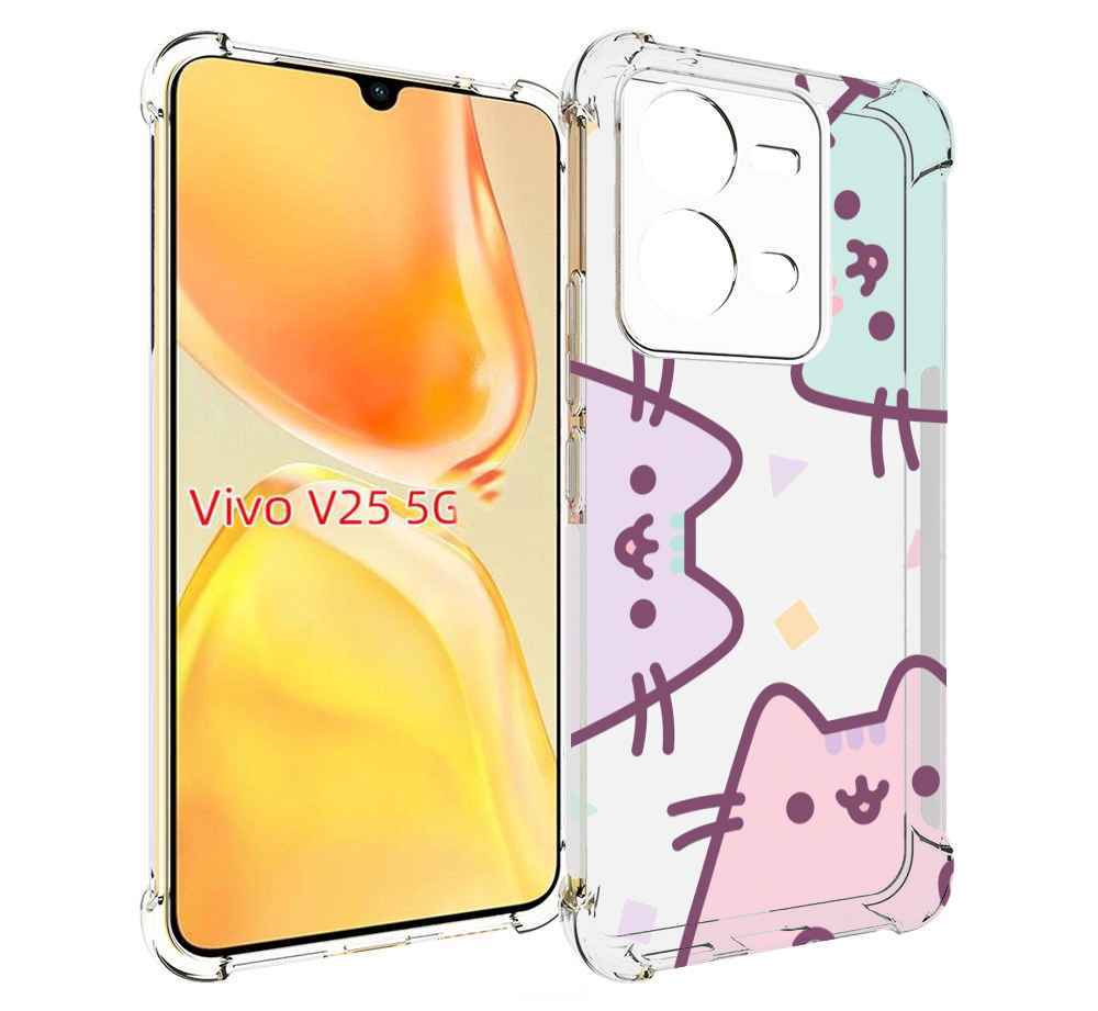 

Чехол MyPads котики зеленый фиолетовый розовый женский для Vivo V25 5G / V25e, Прозрачный, Tocco