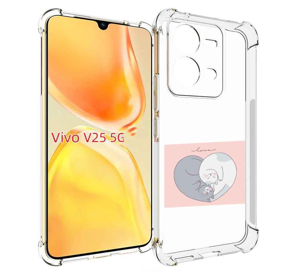 

Чехол MyPads котики-в-форме-сердца для Vivo V25 5G / V25e, Прозрачный, Tocco