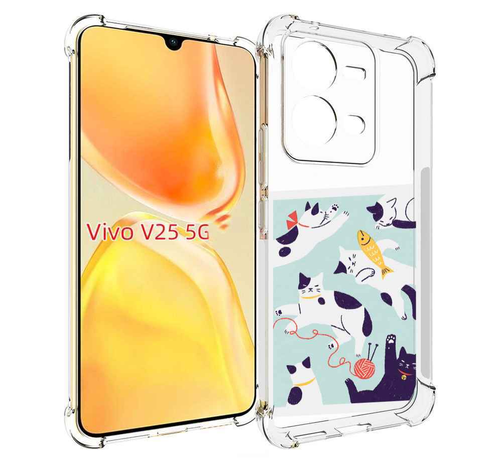 

Чехол MyPads коты-с-клубками для Vivo V25 5G / V25e, Прозрачный, Tocco