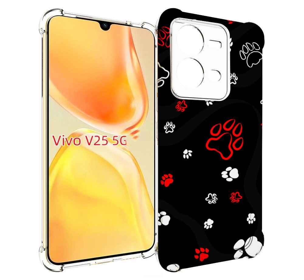 

Чехол MyPads кошачьи-лапки для Vivo V25 5G / V25e, Прозрачный, Tocco
