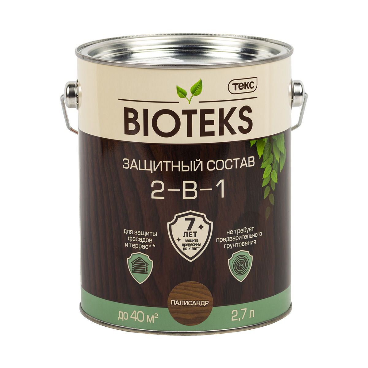 Защитный лессирующий состав для дерева Bioteks 2-в-1, 2,7 л, палисандр краска belinka lasur 24 2 5л палисандр