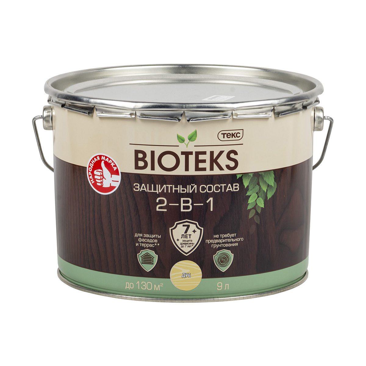 

Защитный лессирующий состав для дерева Bioteks 2-в-1, 9 л, дуб