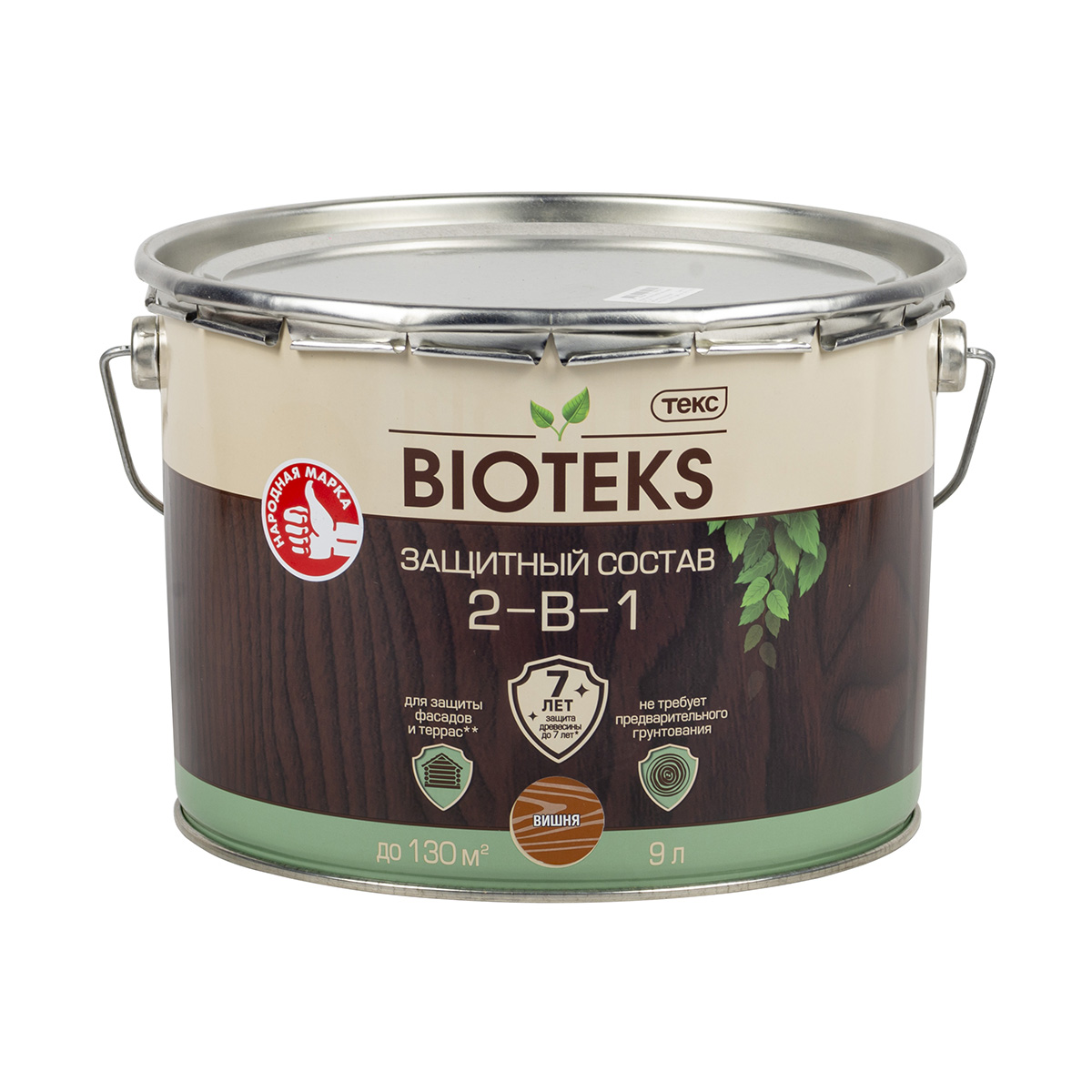 

Защитный лессирующий состав для дерева Bioteks 2-в-1, 9 л, вишня