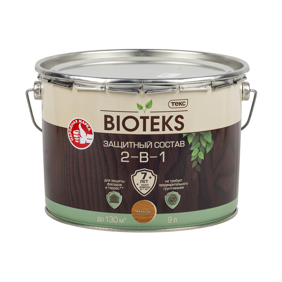 

Защитный лессирующий состав для дерева Bioteks 2-в-1, 9 л, махагон, Красный