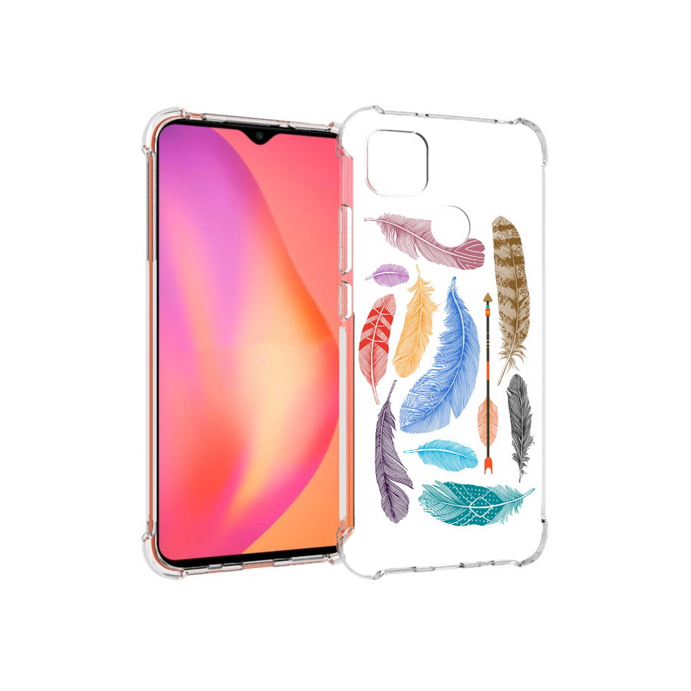 

Чехол MyPads Tocco для Xiaomi Redmi 9C разноцветные перья (PT152115.265.572), Прозрачный, Tocco