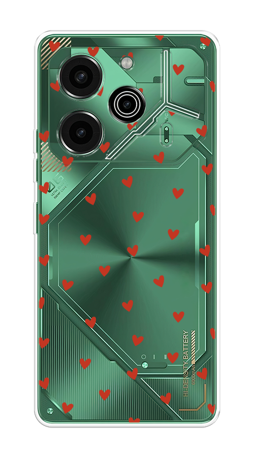 

Чехол на Tecno Pova 6 Pro 5G "Red hearts", Красный;прозрачный, 305250-1