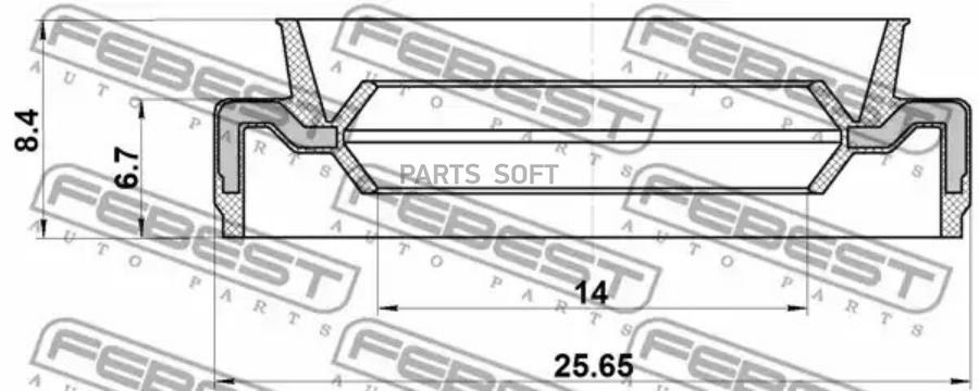 

FEBEST 95EAY15250708X САЛЬНИК ШТОКА КПП 14X25.65X6.7X8.4