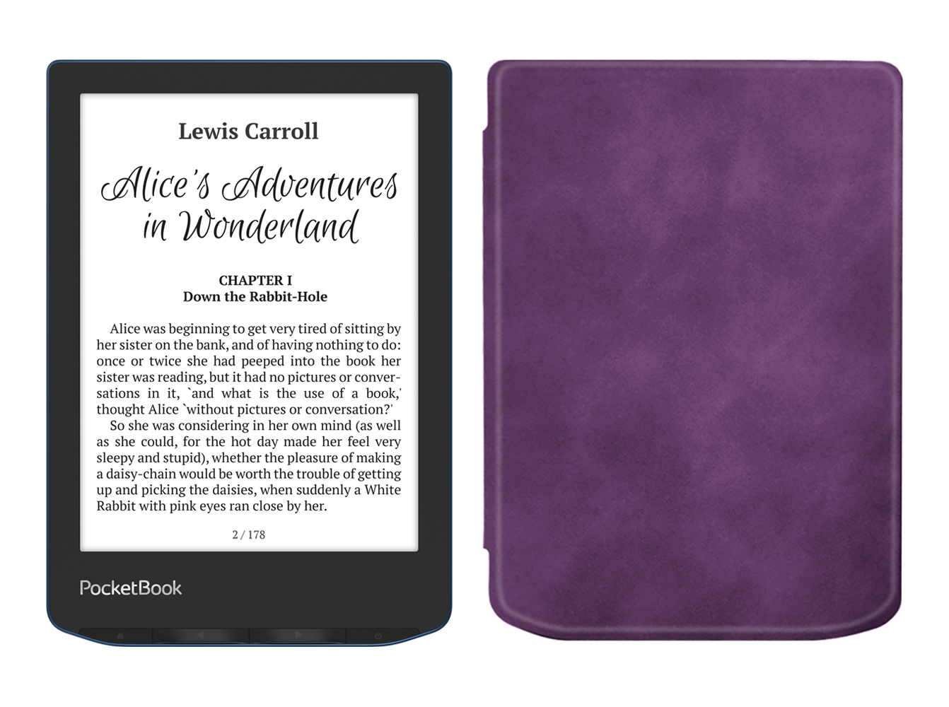 Электронная книга PocketBook 634 Verse Pro Azure с чехлом ReaderONE Purple синий,  серый,  фиолетовый