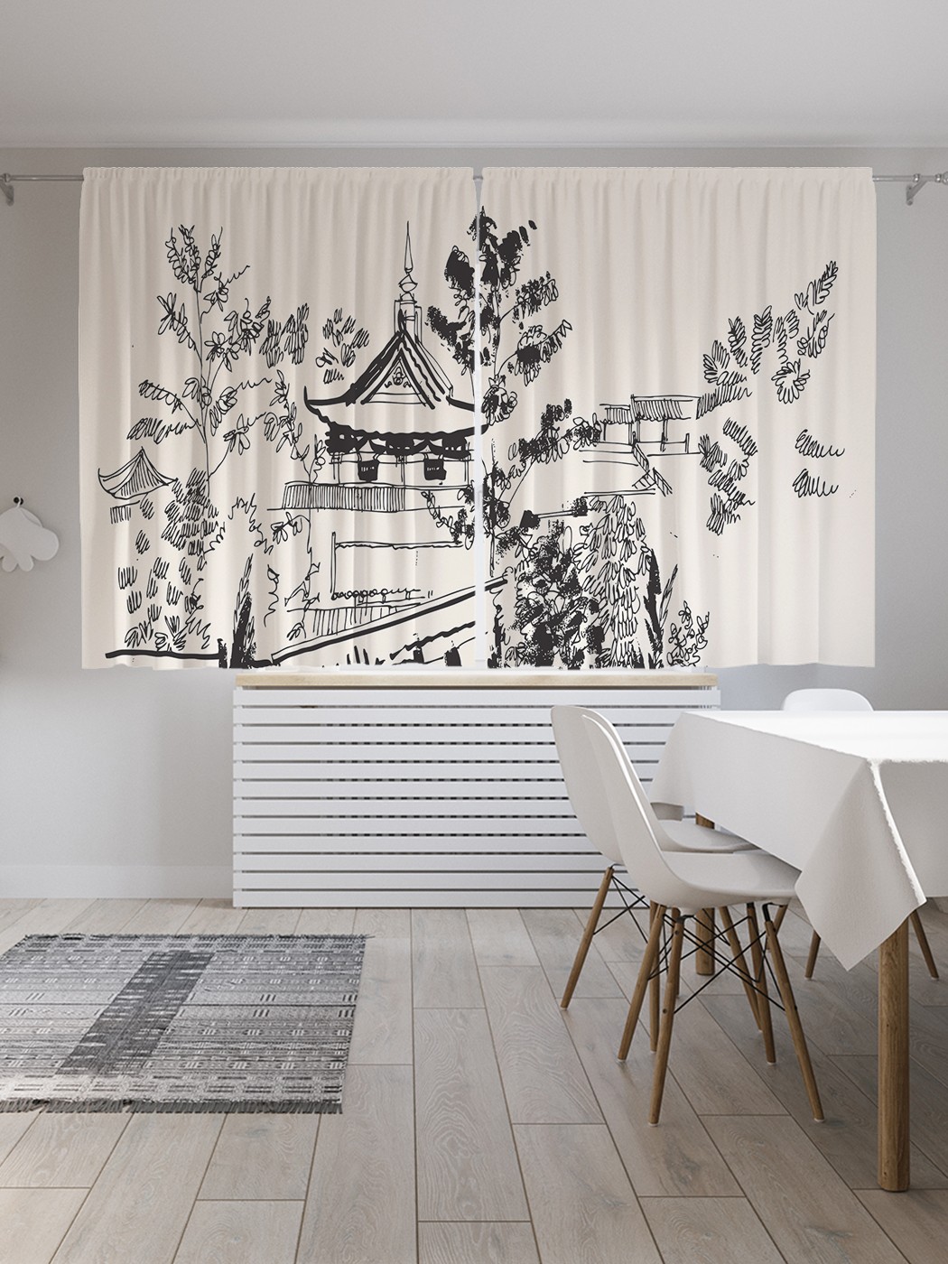 фото Шторы joyarty с фотопечатью "графический китай" из сатена, 290х180 см