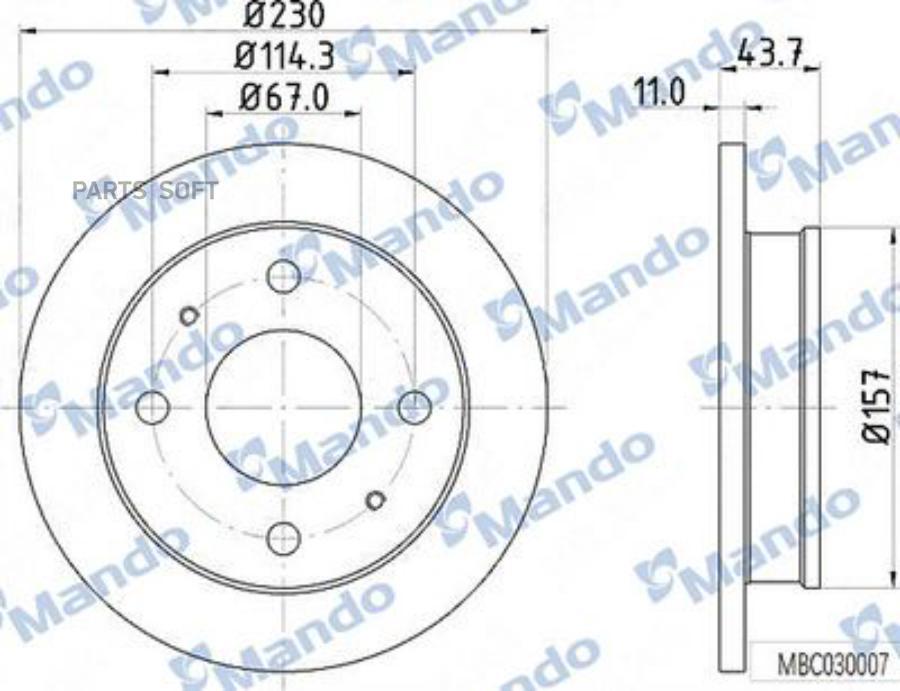 

Диск Тормозной Mando mbc030008