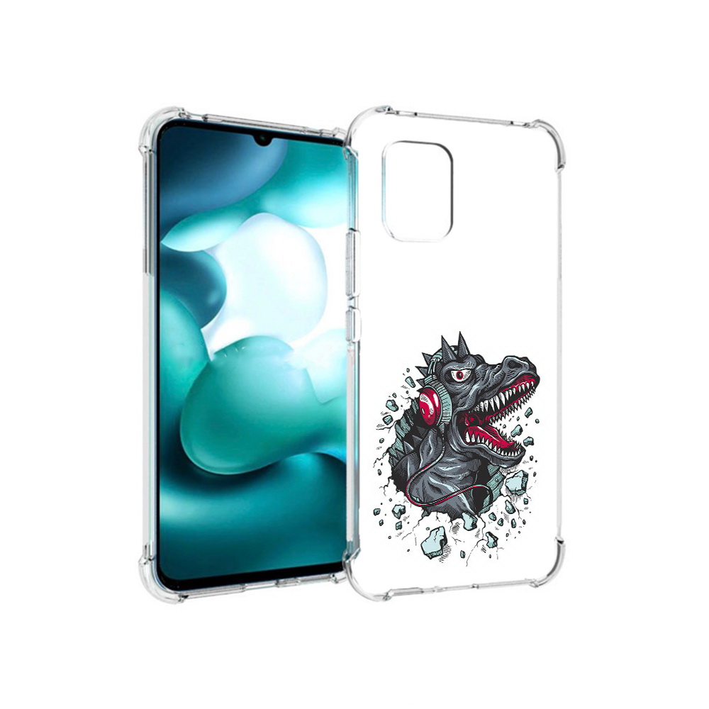 

Чехол MyPads Tocco для Xiaomi Mi 10 Lite Нарисованный динозавр в наушниках, Прозрачный, Tocco