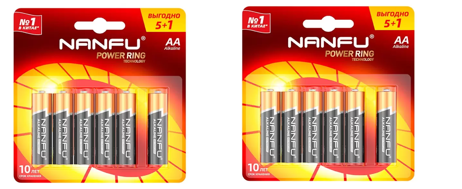 Батарейка Nanfu AA (5+1шт.) (LR6 6B(5+1)), 2 уп