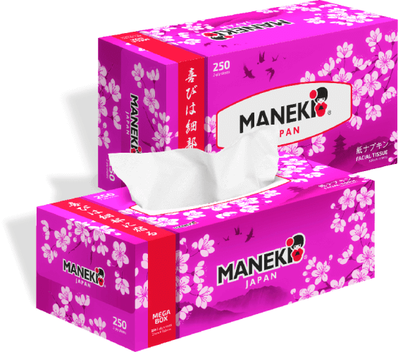 Салфетки бумажные Maneki SAKURA с ароматом сакуры 2 слоя белые 250 шт
