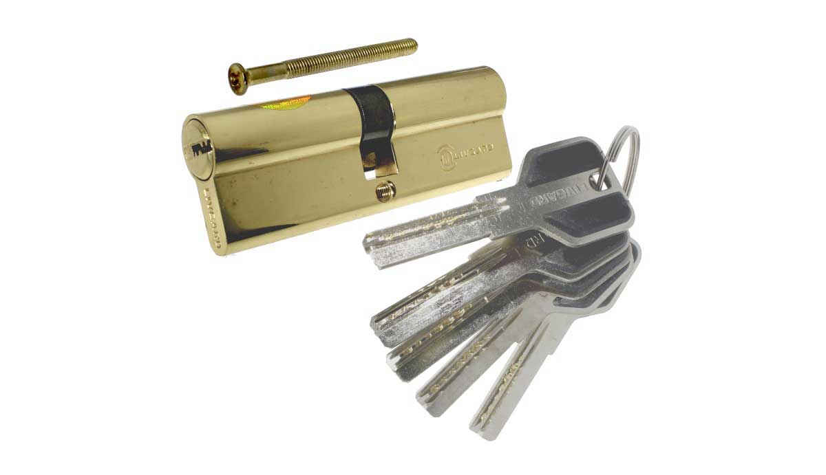 Цилиндровый механизм (личинка замка) LIVGARD 110 мм ключ-ключ полированная латунь