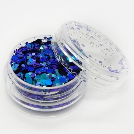 фото De.lux, шестигранные блестки для дизайна mix «хамелеон», с голографическим песком, сине-би
