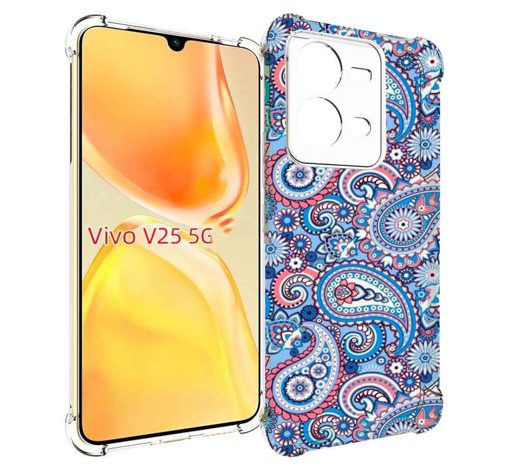 

Чехол MyPads красивый голубой арнамент для Vivo V25 5G / V25e, Прозрачный, Tocco