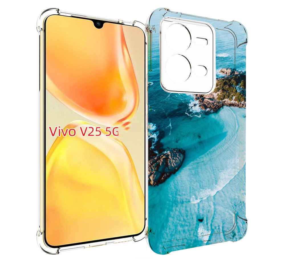 Чехол MyPads красивый голубой залив для Vivo V25 5G / V25e