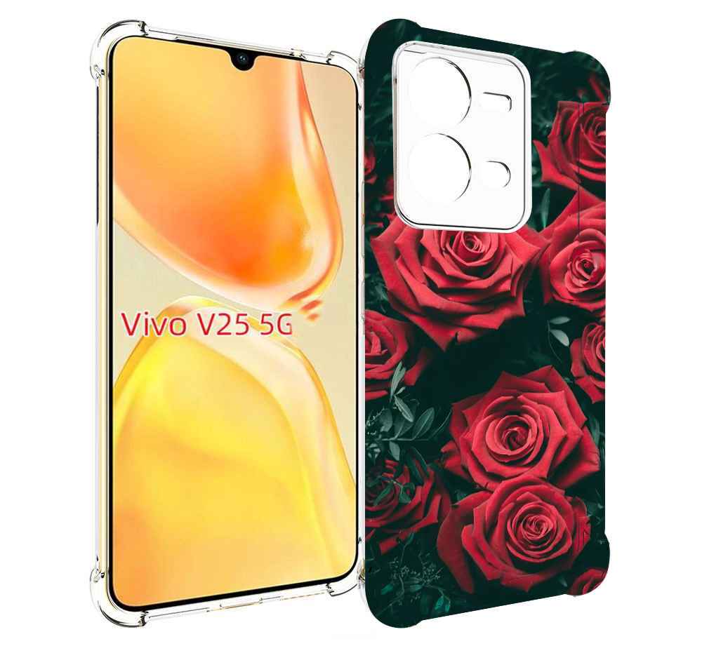 

Чехол MyPads красные-бархатные-розы для Vivo V25 5G / V25e, Прозрачный, Tocco