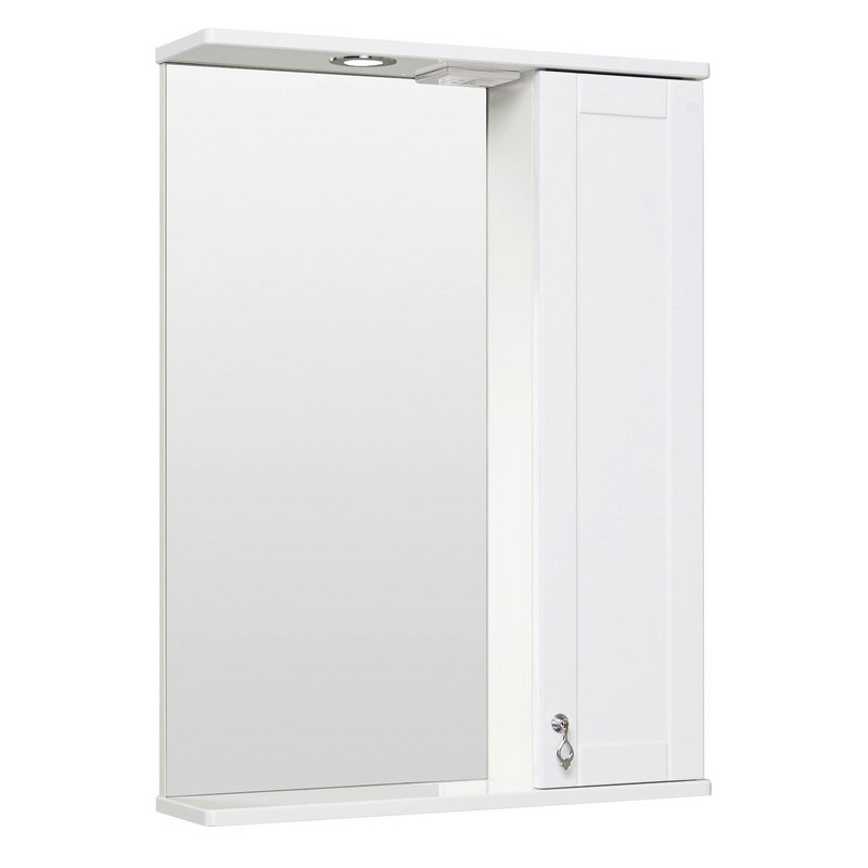 Зеркальный шкаф Runo Мерида 58 правый, белый, с подсветкой 00-00000740 косметичка на молнии с ручкой белый