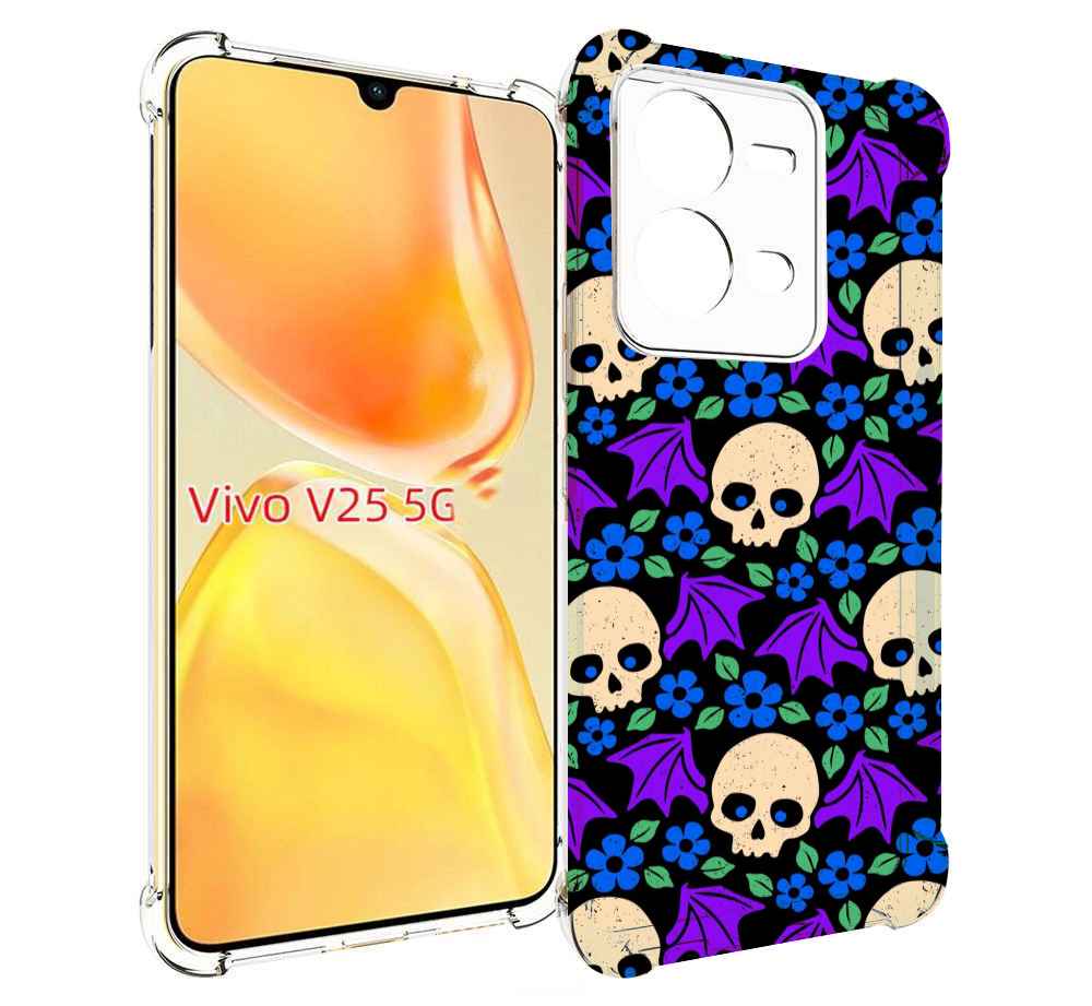 

Чехол MyPads крылатые черепа для Vivo V25 5G / V25e, Прозрачный, Tocco