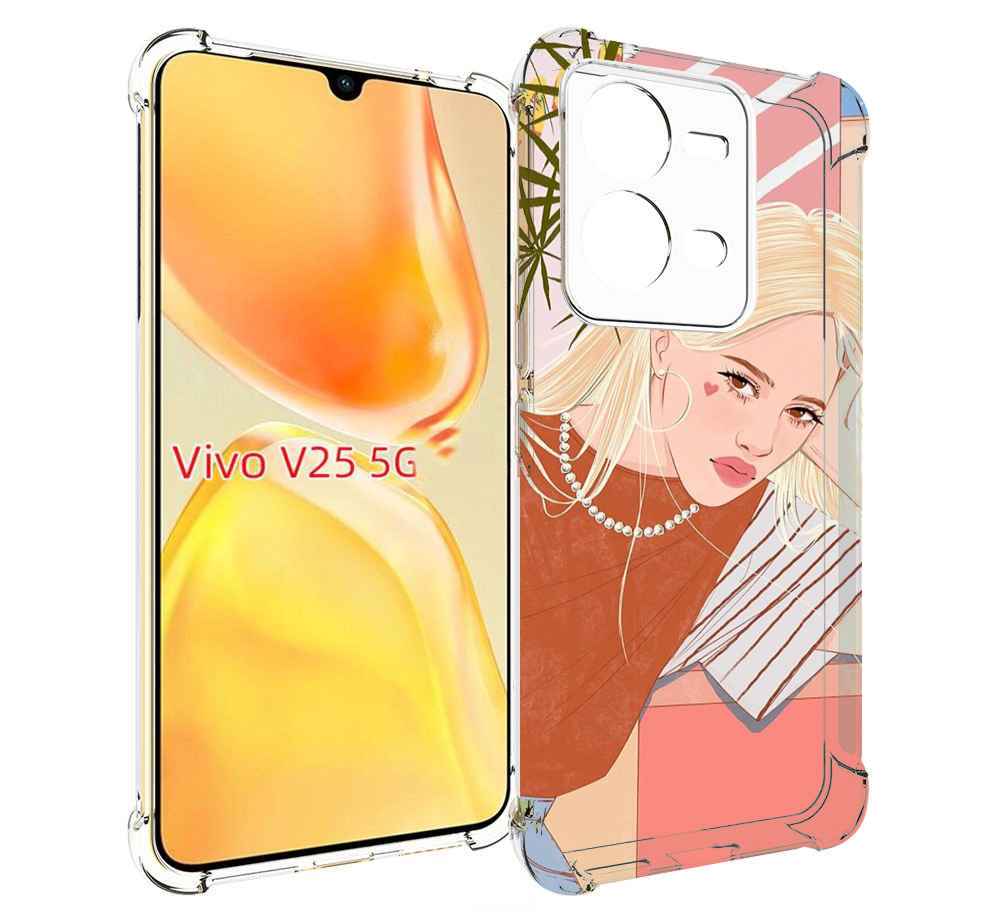 

Чехол MyPads летняя-девочка женский для Vivo V25 5G / V25e, Прозрачный, Tocco