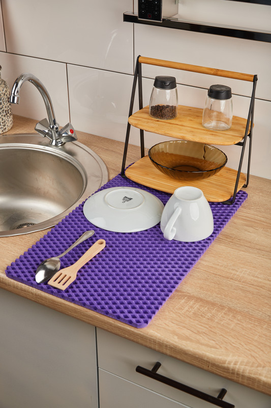 Коврик для сушки посуды CellMat ЭВА 50х30 см фиолетовый ромб